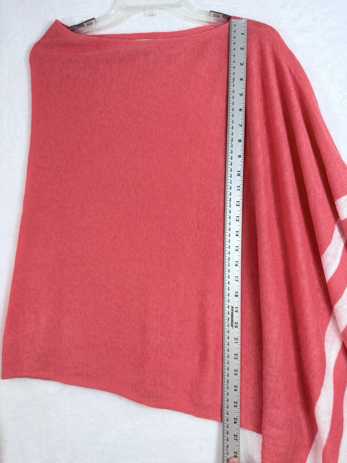 Artisan NY Linen Sweater Poncho Ruana Cape 100% Organic Linen Melon Pink Womens