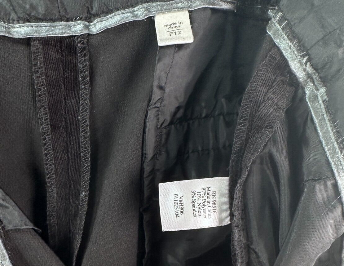 Coldwater Creek 12P Whisper Corduroy Trousers Black Pants Bootcut Womens