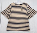 J Crew Top Small Mariner Cloth Ruffle Sleeve T Shirt Cotton Blue Striped New