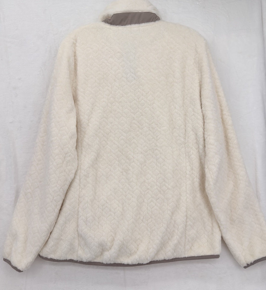 Eddie Bauer Women's Large Sherpa Fleece Pullover Ivory Cream Top Sweatshirt