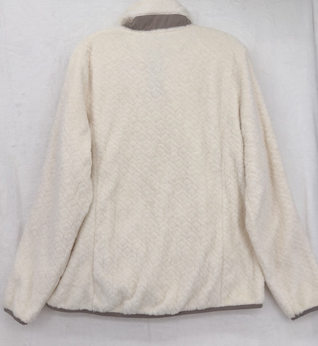 Eddie Bauer Women's Large Sherpa Fleece Pullover Ivory Cream Top Sweatshirt