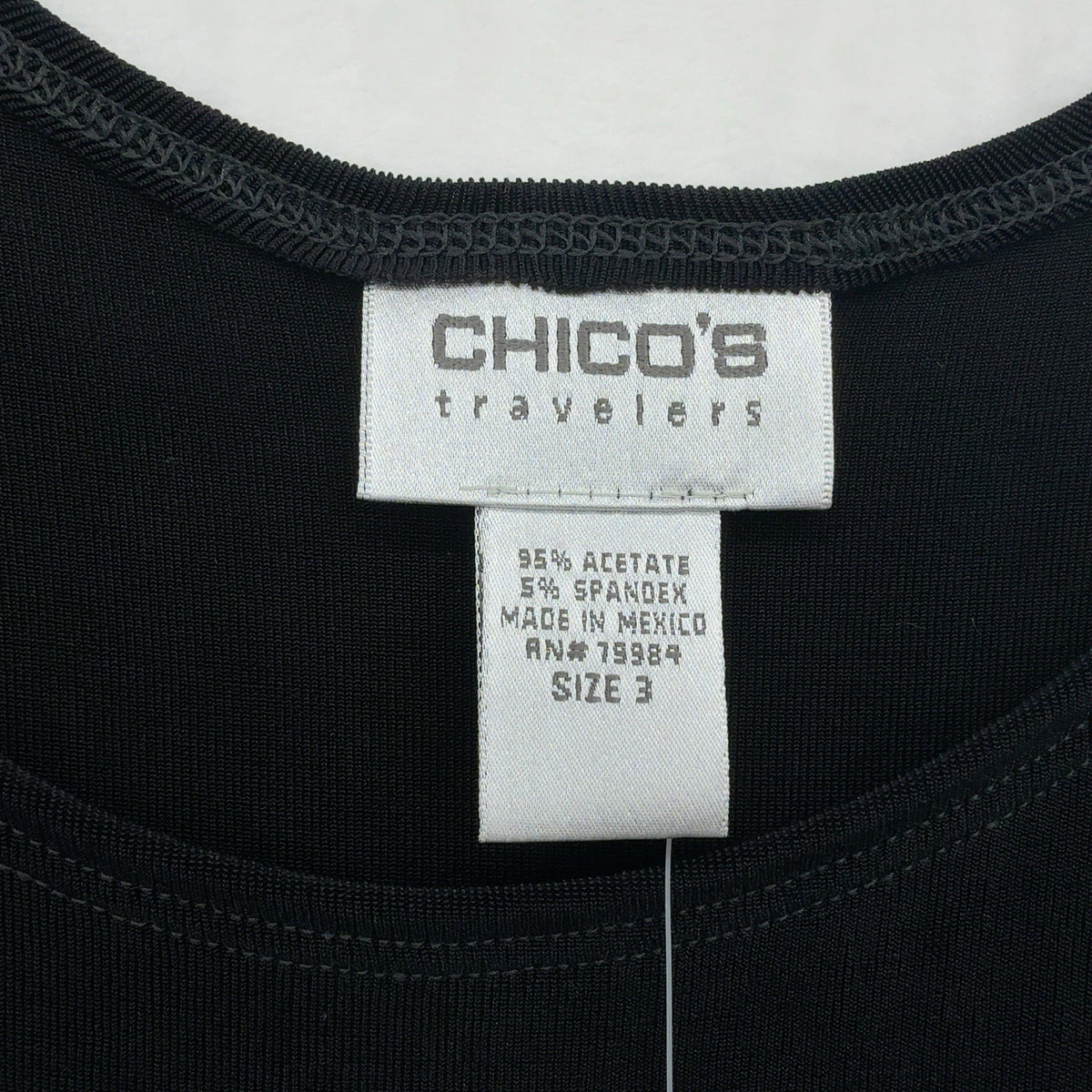 Chicos Travelers Size 3 Tank Top XL Black Sleeveless Womens New NWT