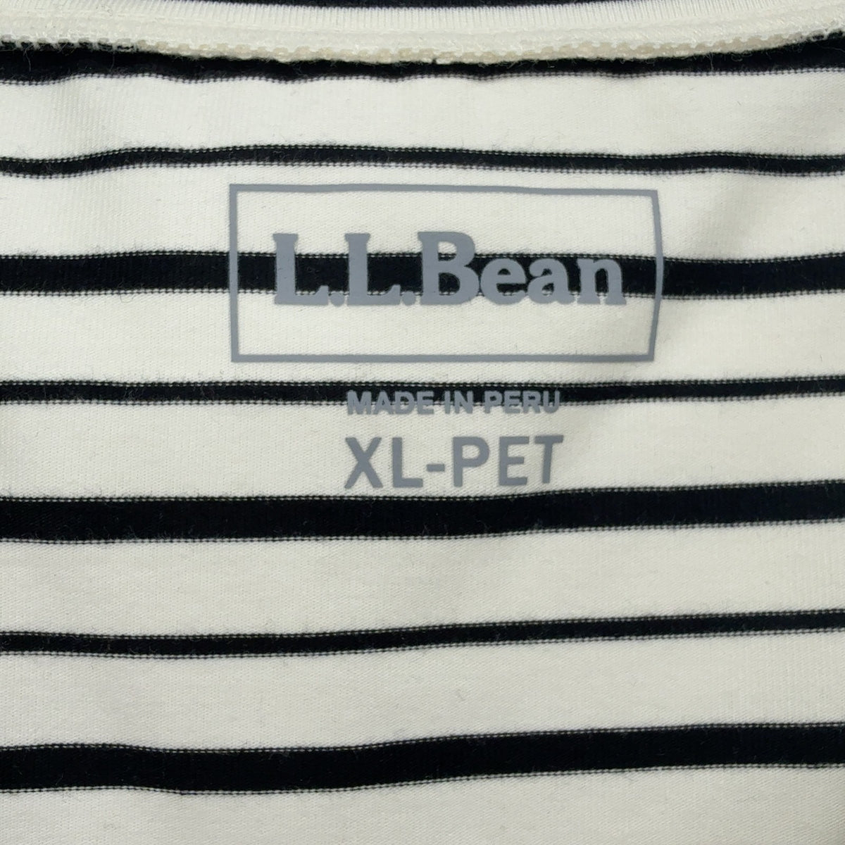 LL Bean Shell Top XL Petite Womens Cream Black Striped Sleeveless Scoop Neck Tee
