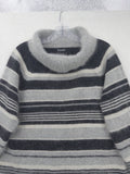 Rafaella XL Gray Striped Angora Lambswool  Cowl Neck Sweater Pullover Womens