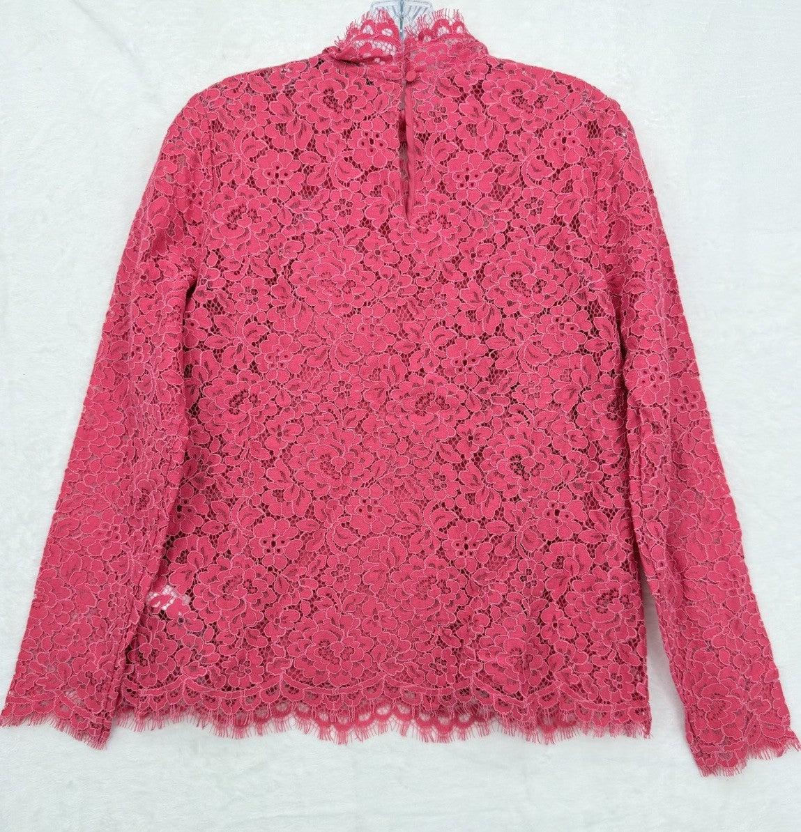 J Crew Womens Top 2 Pink Lace Long Sleeve Cami Set Mock Neck Scalloped New NWT