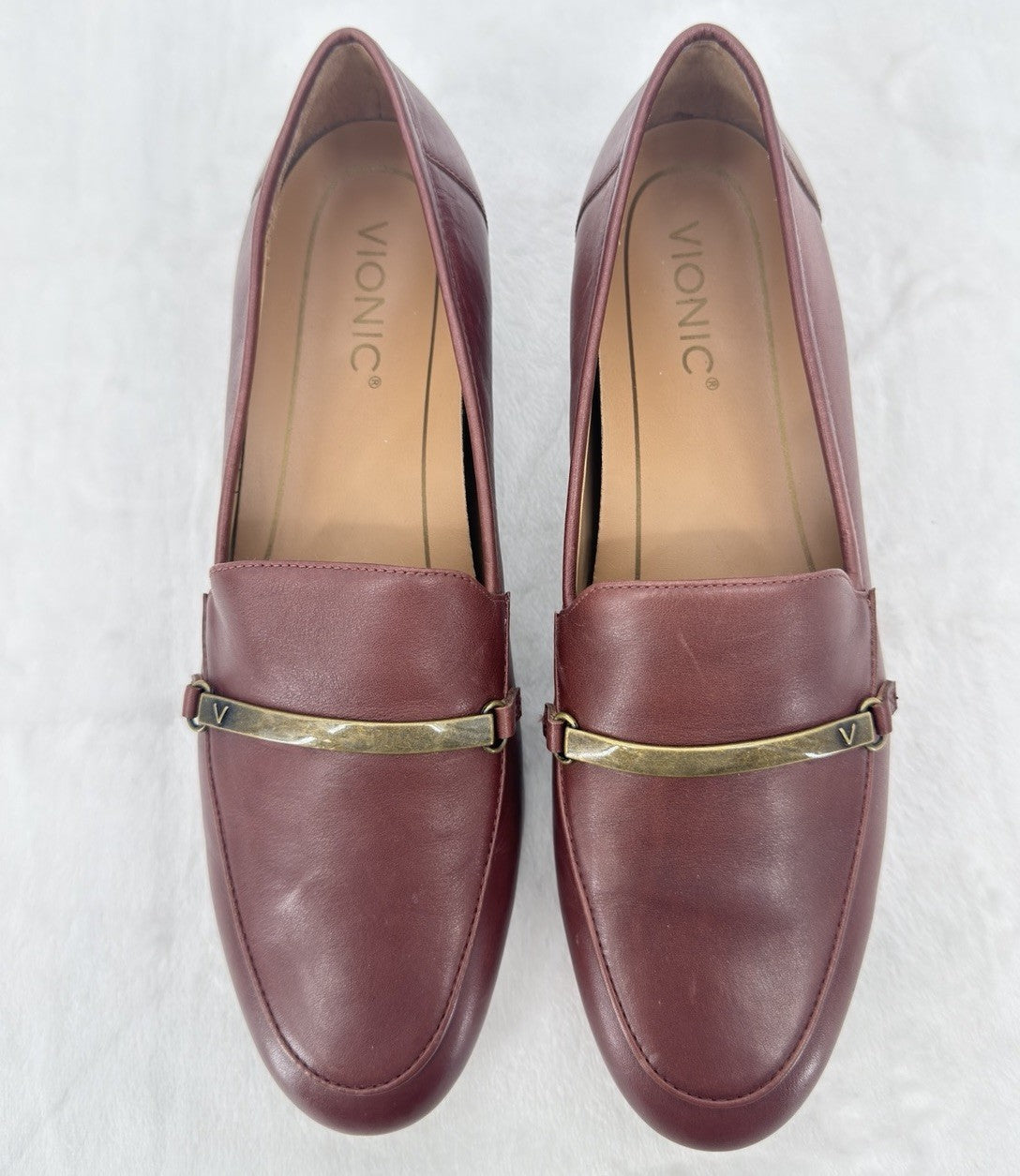Vionic Evie Leather Loafer 9 Womens Brown Slip On Shoes