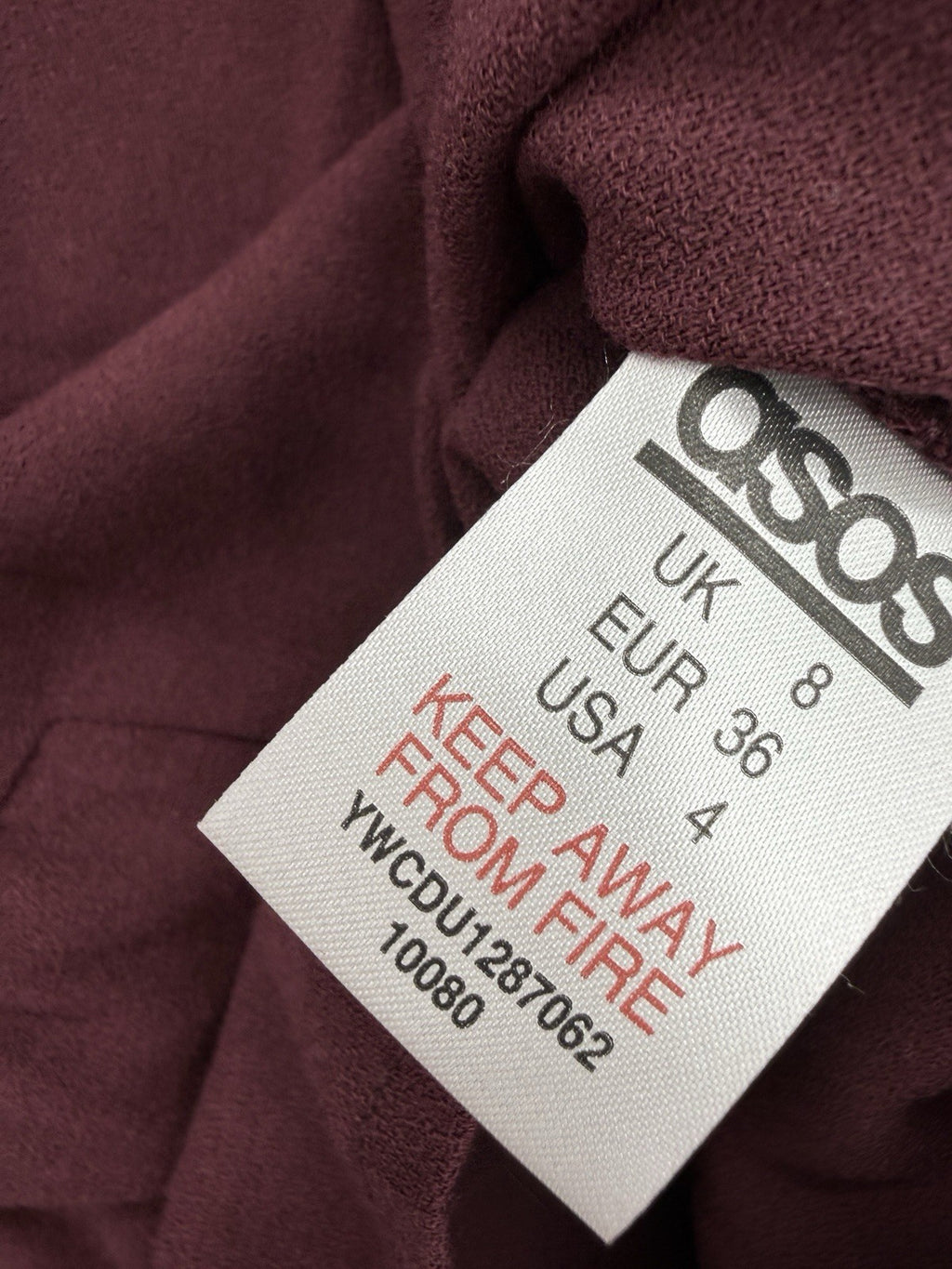 ASOS Mini Dress 4 Burgundy Long Sleeve Shift Drop Waist Womens