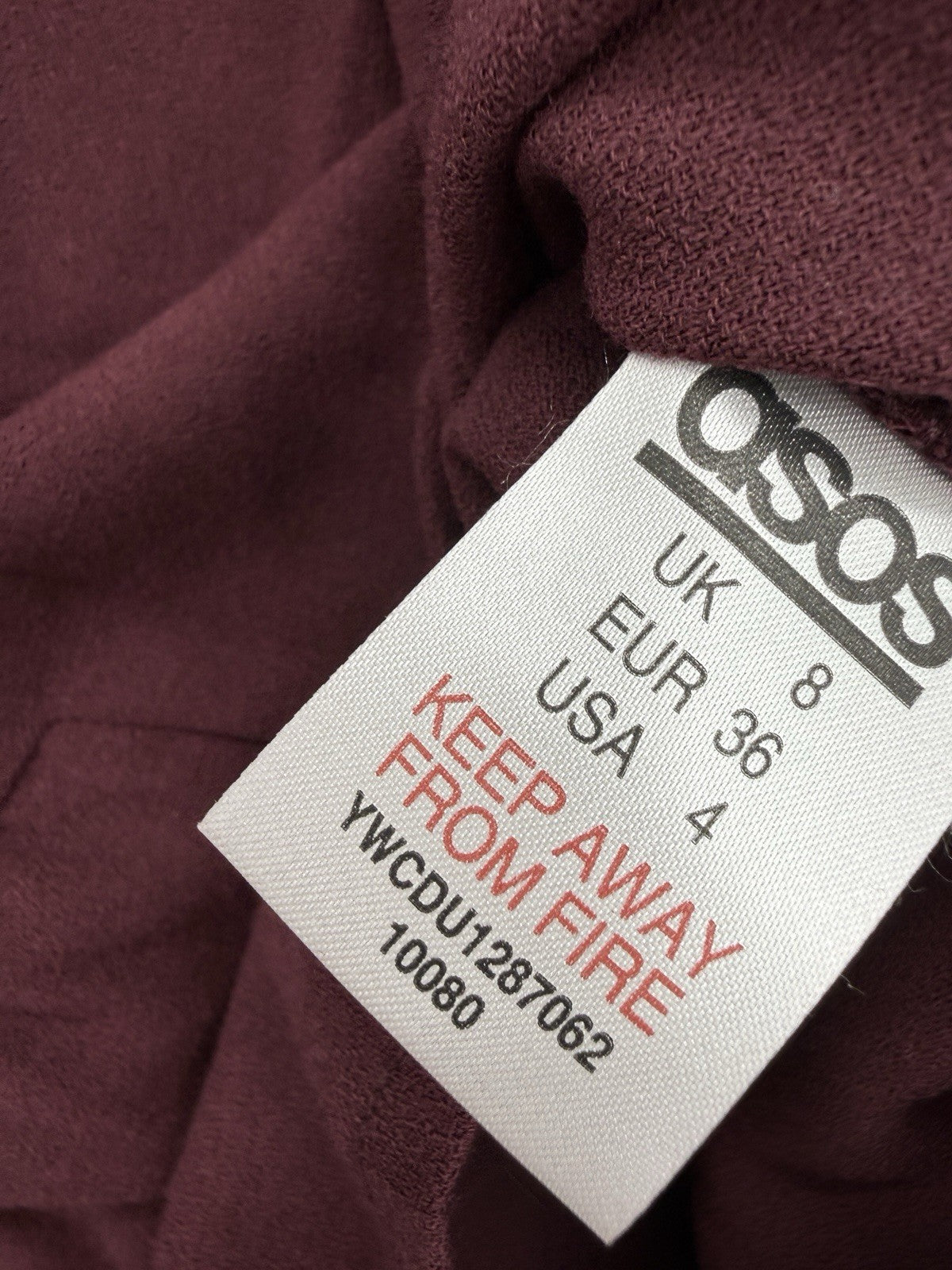 ASOS Mini Dress 4 Burgundy Long Sleeve Shift Drop Waist Womens