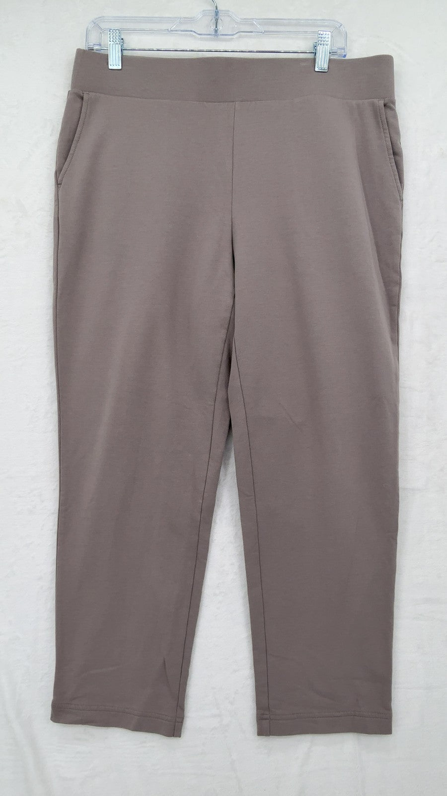 J Jill Affinity French Terry Slim Crop Pants Medium Womens Taupe Pull On Pure