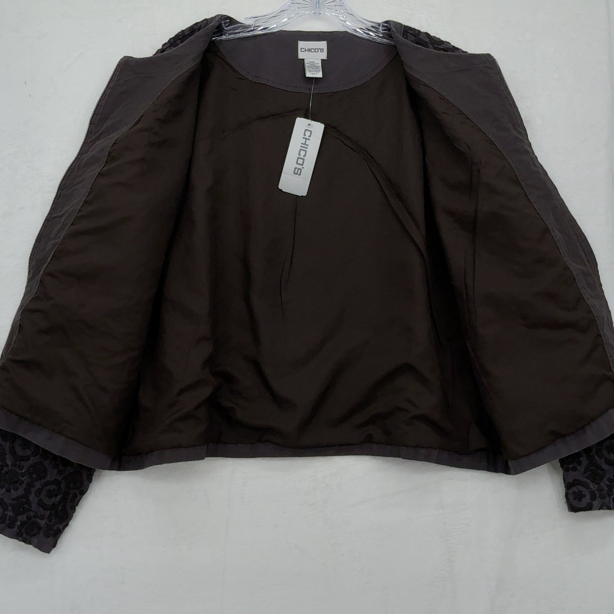Chicos Size 3 Jacket Subtle Garden Giovanna XL Womens Full Zip Embroidered New M