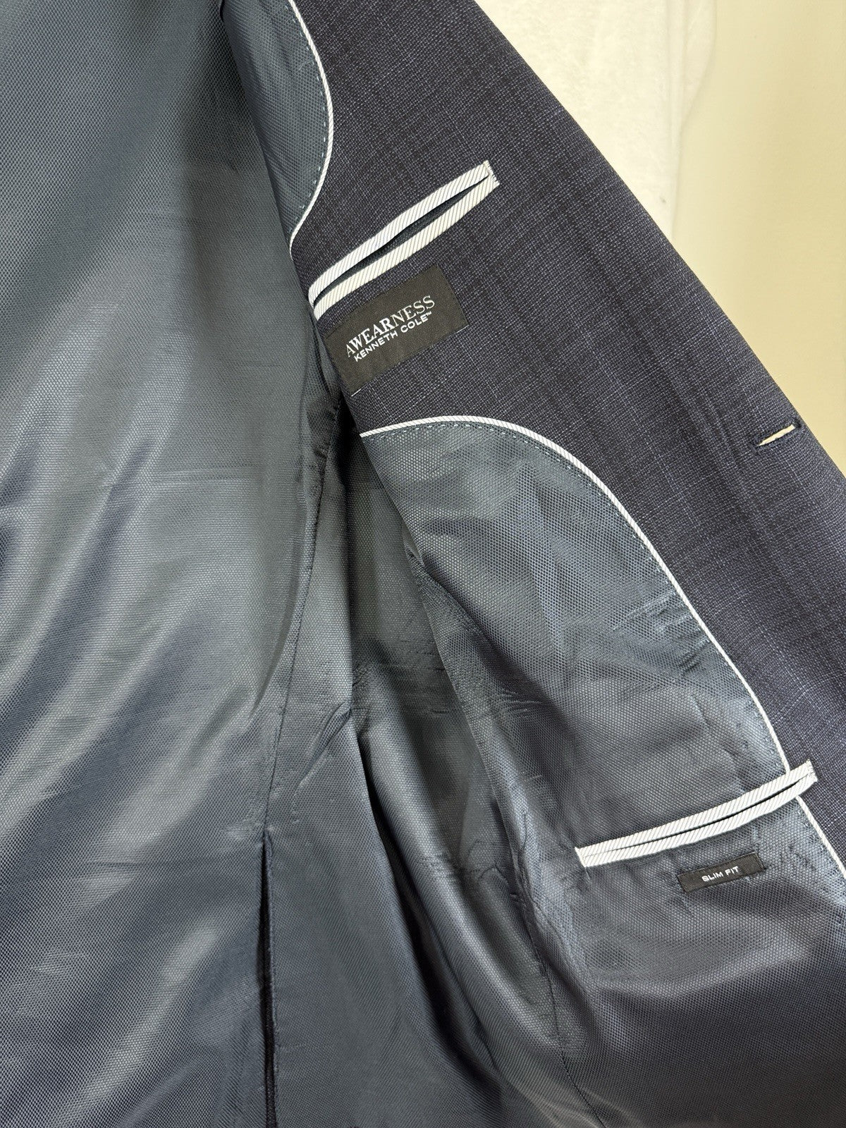 Awareness Kenneth Cole Blazer 40R Blue Suit Jacket Sport Coat Wool Blend Men