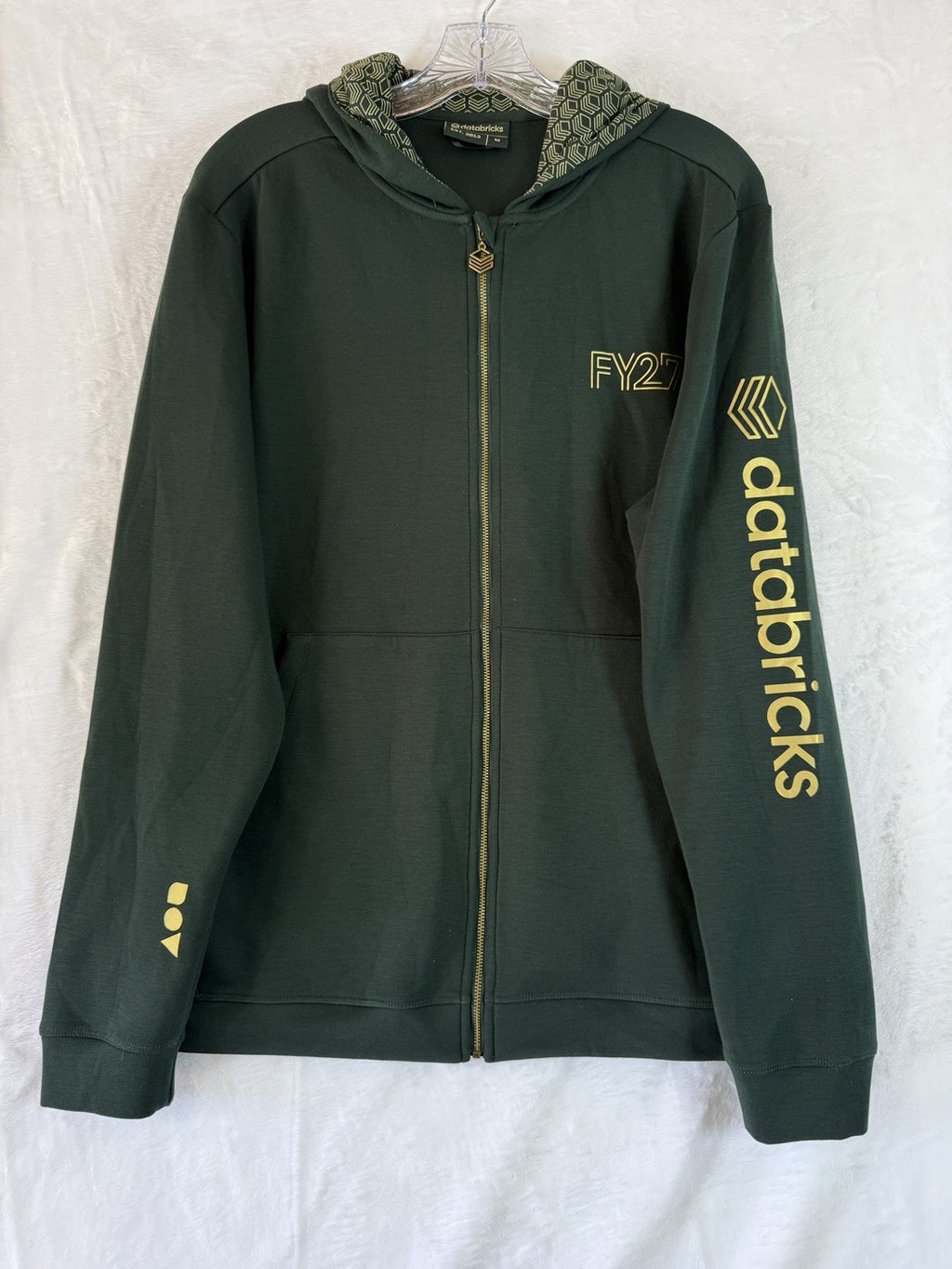 Databricks Medium Green Gold Full Zip Hoodie Jacket Logo Tech Kickoff FY27