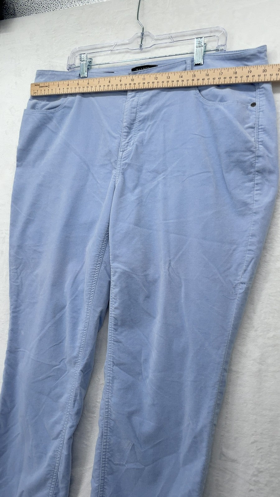Talbots Velveteen Straight Leg Pants 18W Womens Light Blue Plus Size