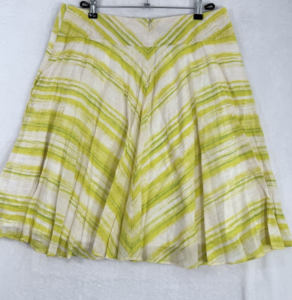 Talbots Skirt 14 Petite Yellow Print 100% Cotton A-Line Circle Womens 14P