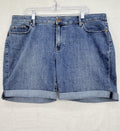 Talbots Girlfriend Denim Shorts 16W Petite Jean Blue Roll Hem 16WP Womens