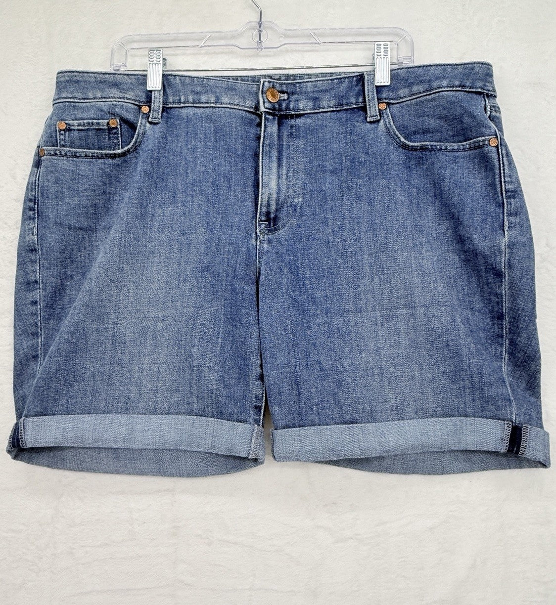 Talbots Girlfriend Denim Shorts 16W Petite Jean Blue Roll Hem 16WP Womens