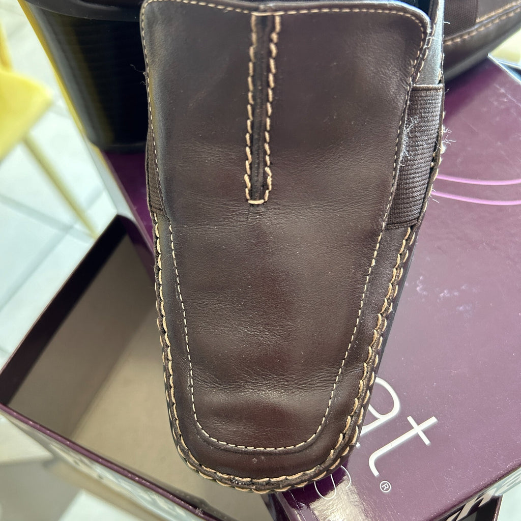 Aerosoles Women's 11 Brown Leather Block Heels Loafers Shoes Square Toe