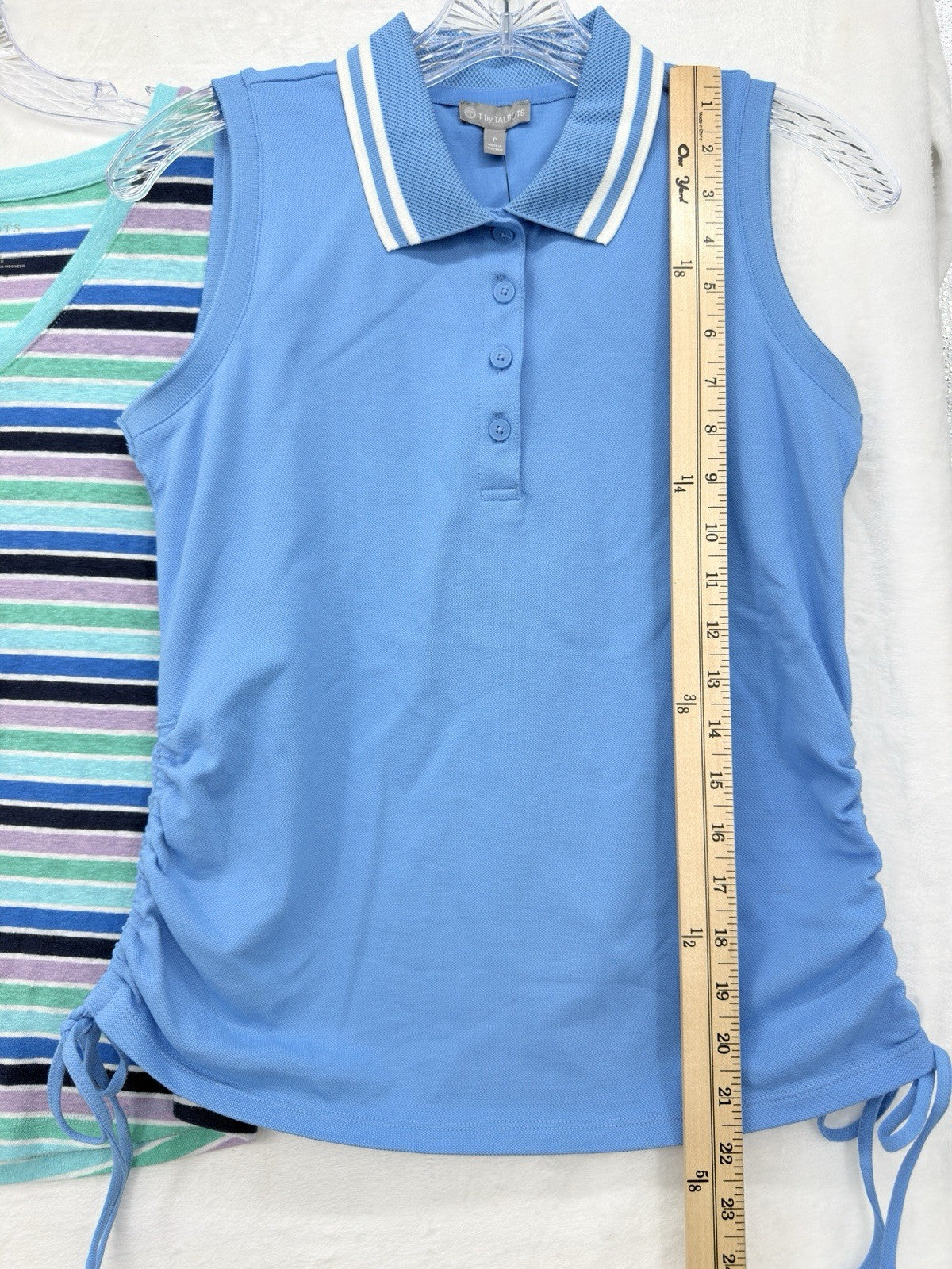 Talbots Tops XS Petite P Linen Tee Sleeveless Polo Blue Striped Lot Womens