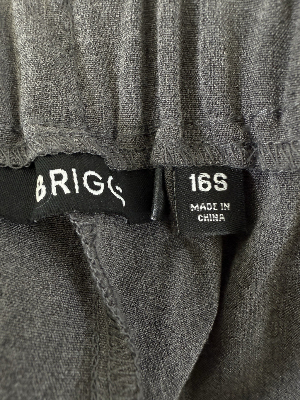 Briggs Pants 16S 16 Short Gray Flat Front Back Elastic Womens 16 Straight Leg