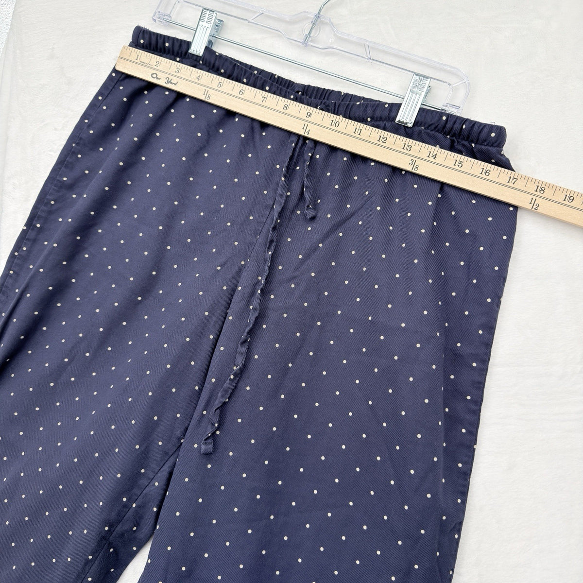 LL Bean Pajama Pants Womens Large Blue Polka Dot 100% Cotton Knit