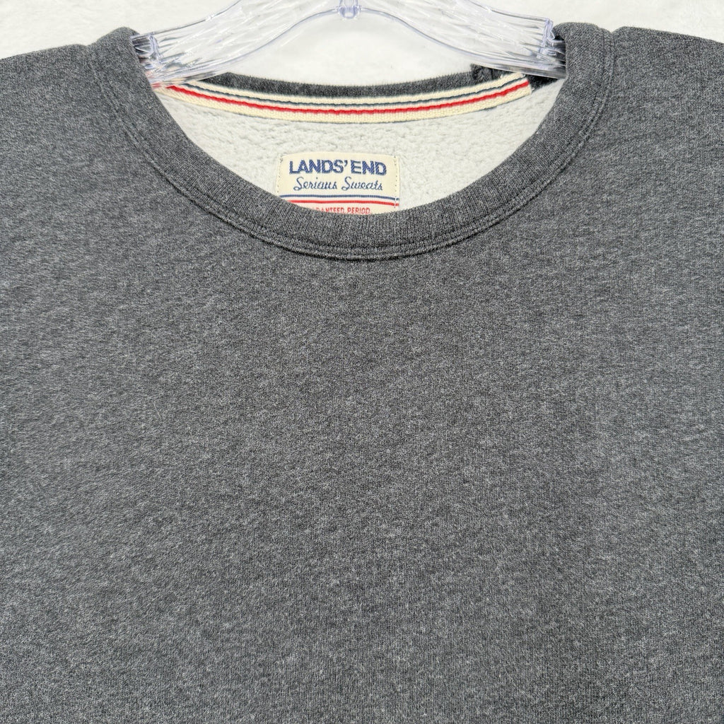 Lands End Serious Sweats Sweatshirt Mens Large Gray Crew Neck Pullover