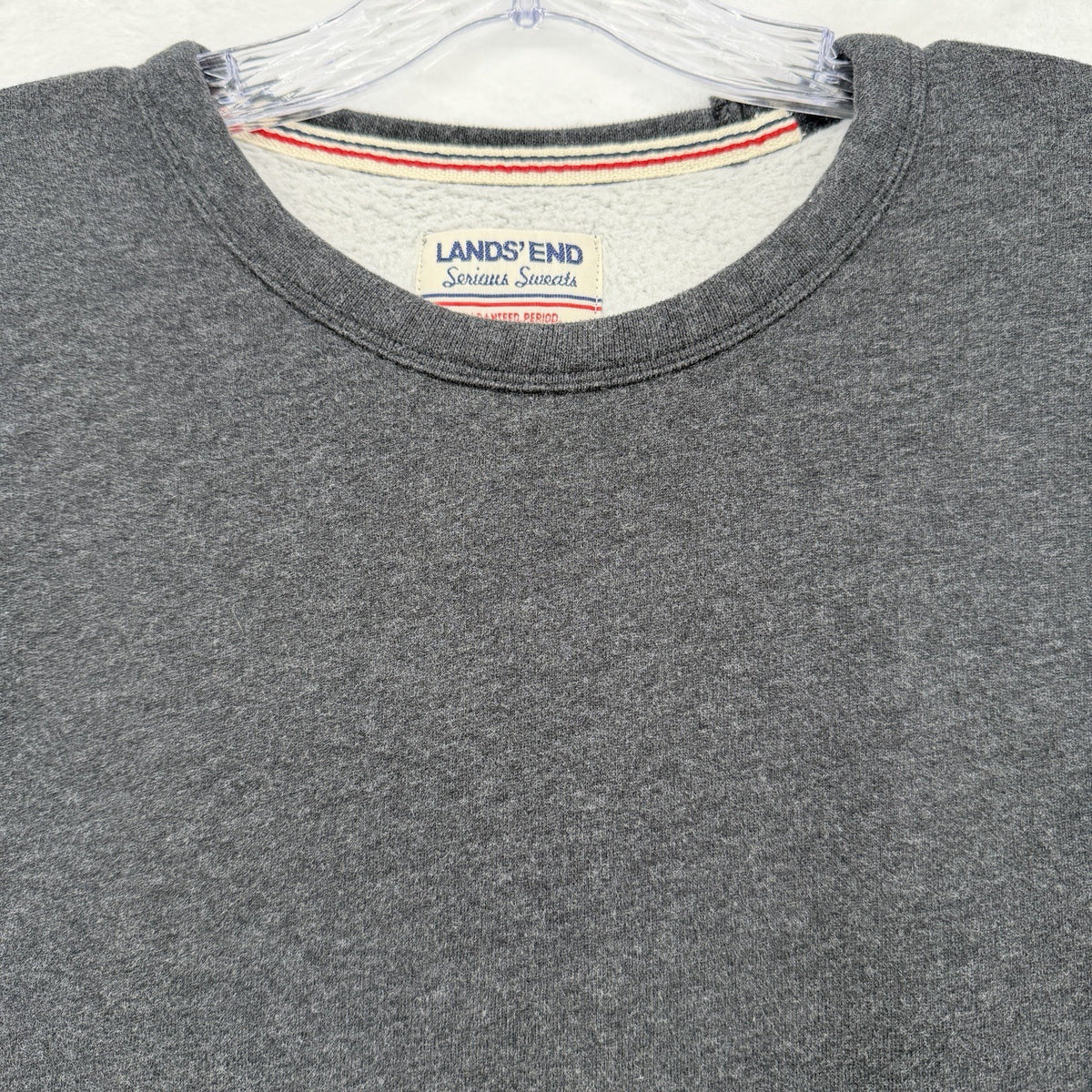 Lands End Serious Sweats Sweatshirt Mens Large Gray Crew Neck Pullover