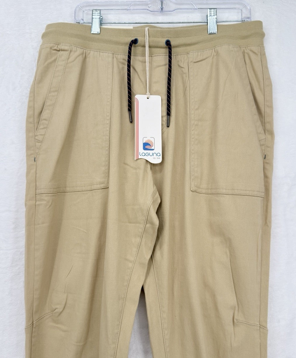 Laguna Joggers Pants Large Mens Tab Beige Pull On Stretch Twill New NWT