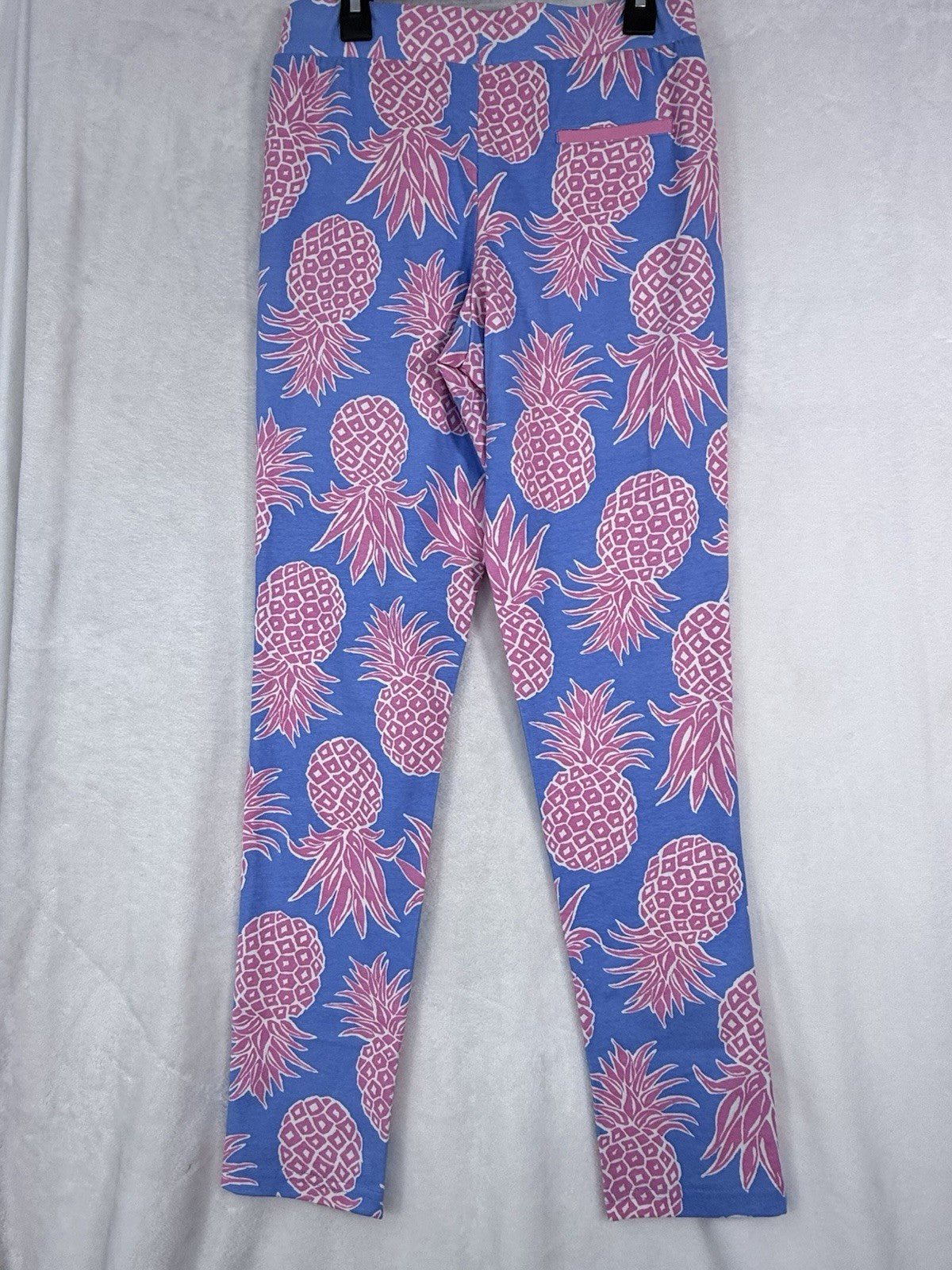 AnaClare Pants XS Athena Knit Legging Pink Blue Pineapple Pocket Ana Clare Clair
