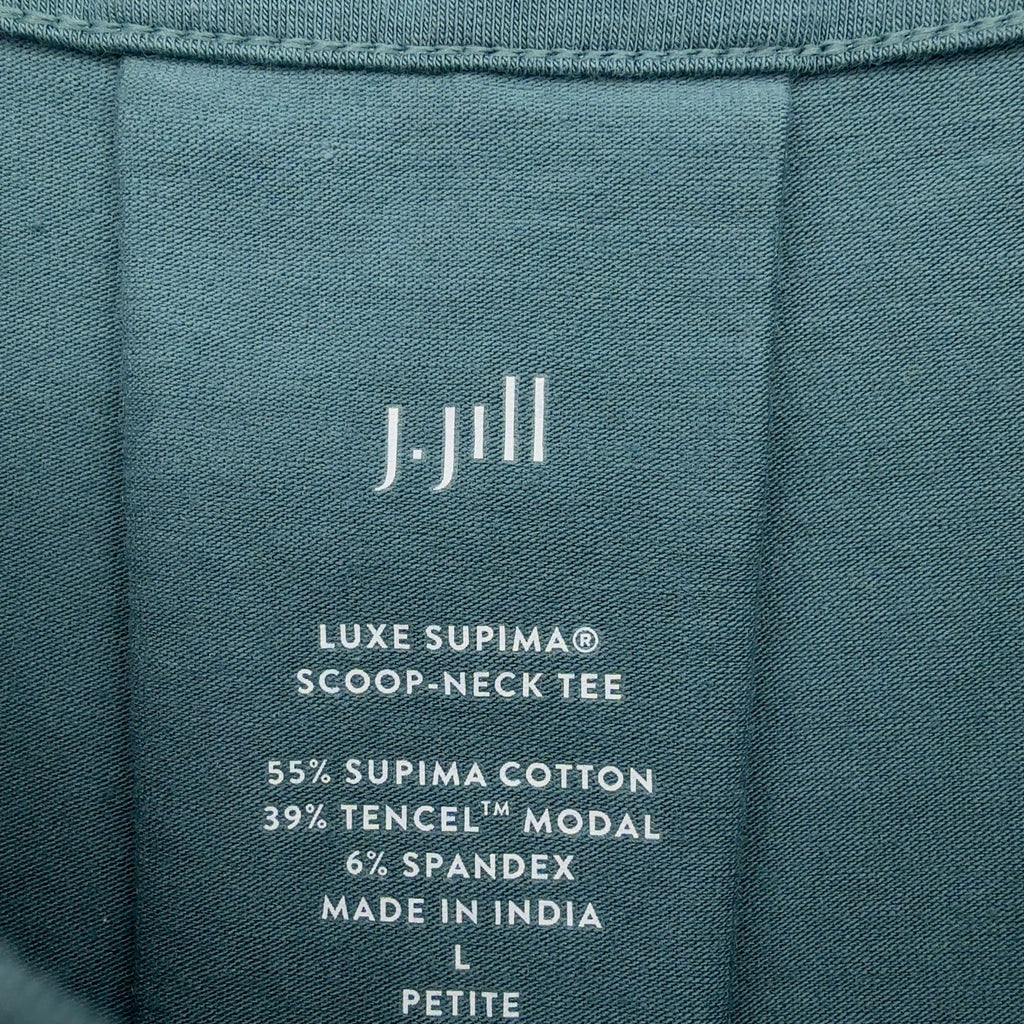 J Jill Top Luxe Supima Scoop Neck Tee Large Petite Womens Blue Short Sleeve