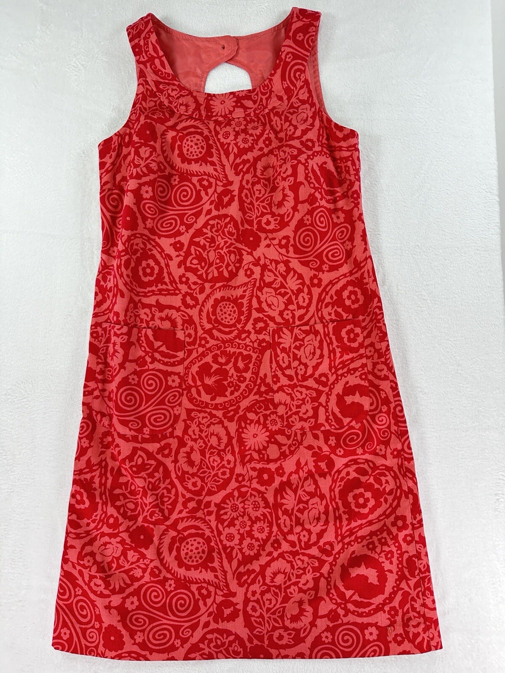 Ann Taylor Dress 4 Sleeveless Cotton Pink Orange Print Shift Summer