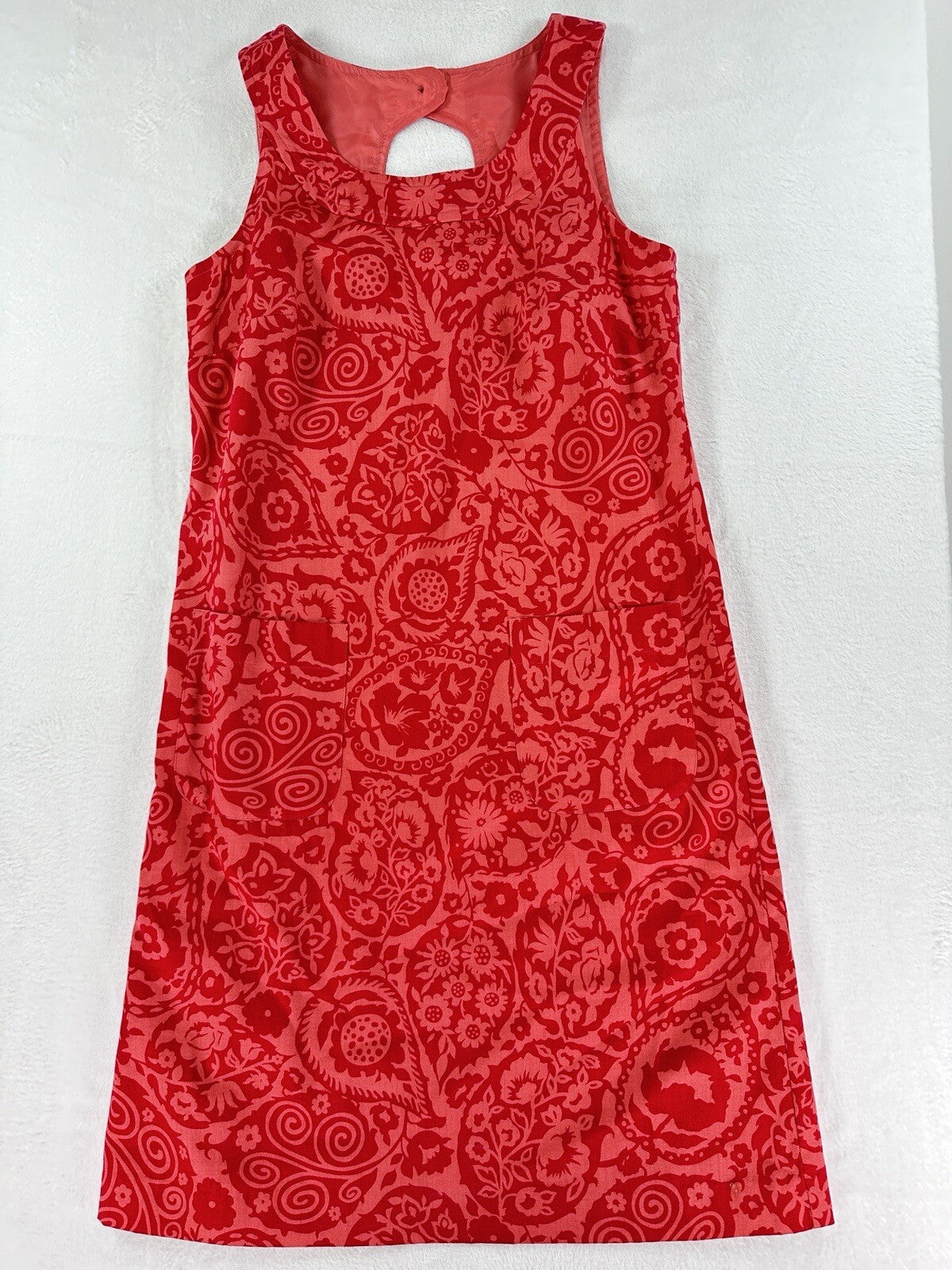 Ann Taylor Dress 4 Sleeveless Cotton Pink Orange Print Shift Summer