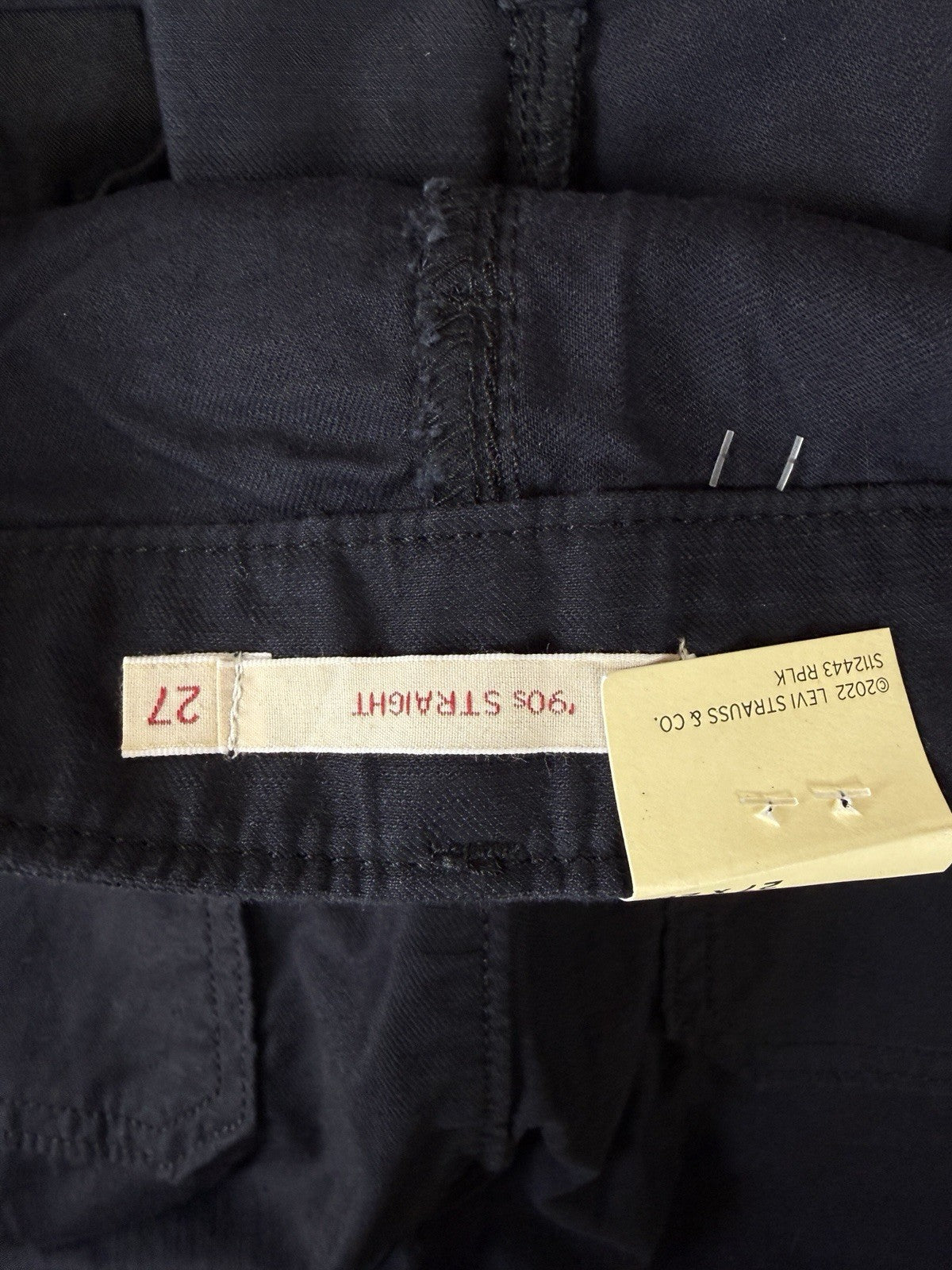 Levis 90s Straight Leg Pants 27 Womens Black 27x28 100% Cotton Mid Rise New NWT