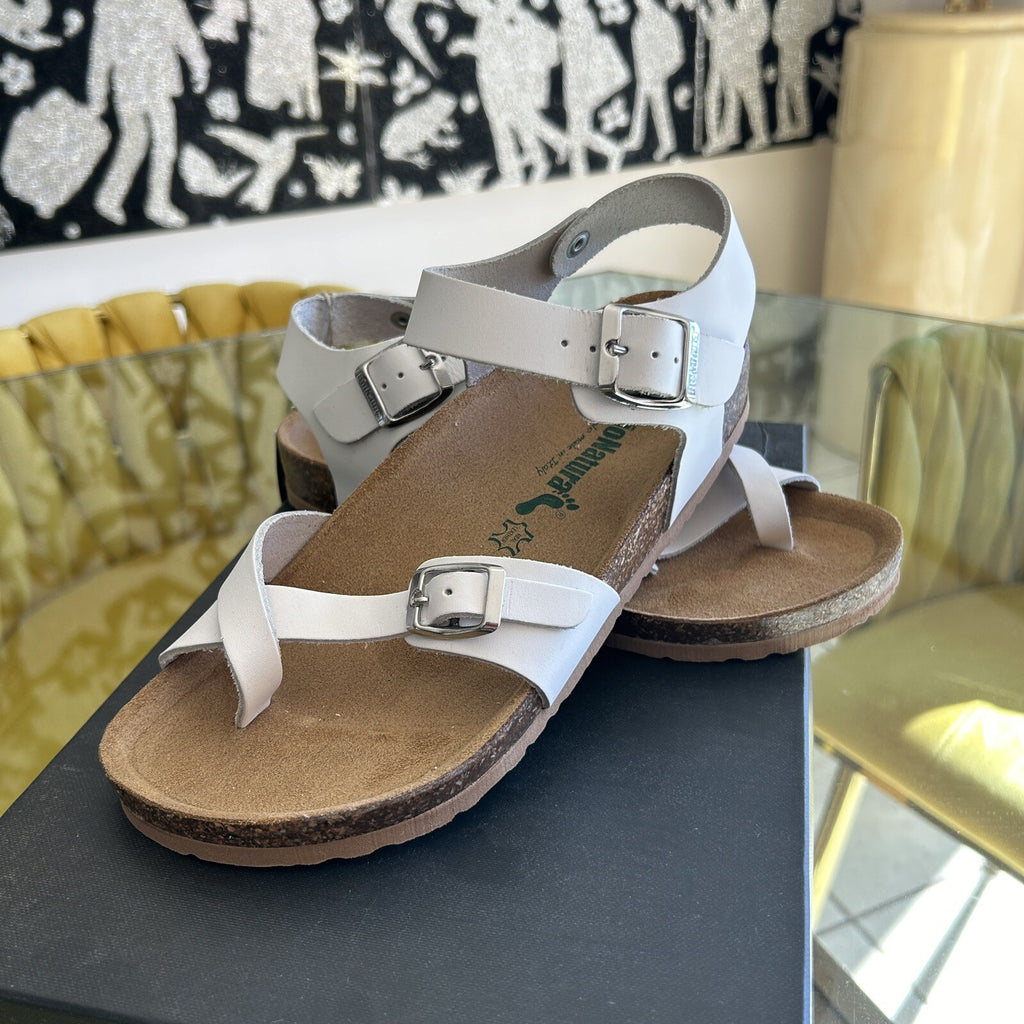 Bianatura Sandals EU 38 US 8 White Leather Womens Cork Bed Made In Italy