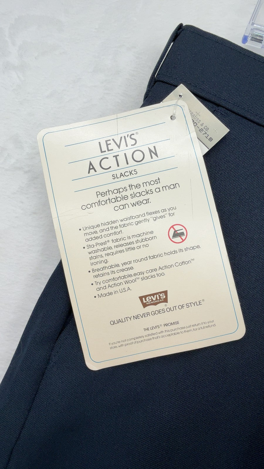 Levi's Action Slacks Dress Pants 35x34 Mens Blue Sta-Prest Made in USA New NWT