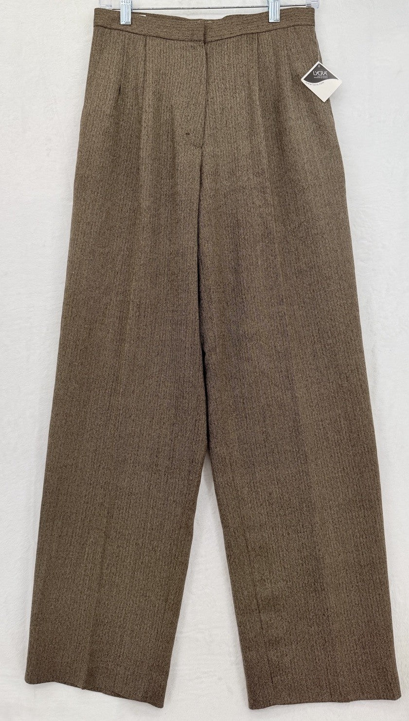 Vintage LL Bean Pants 6 Womens Wool Stretch Pleated Brown High Rise Straight New