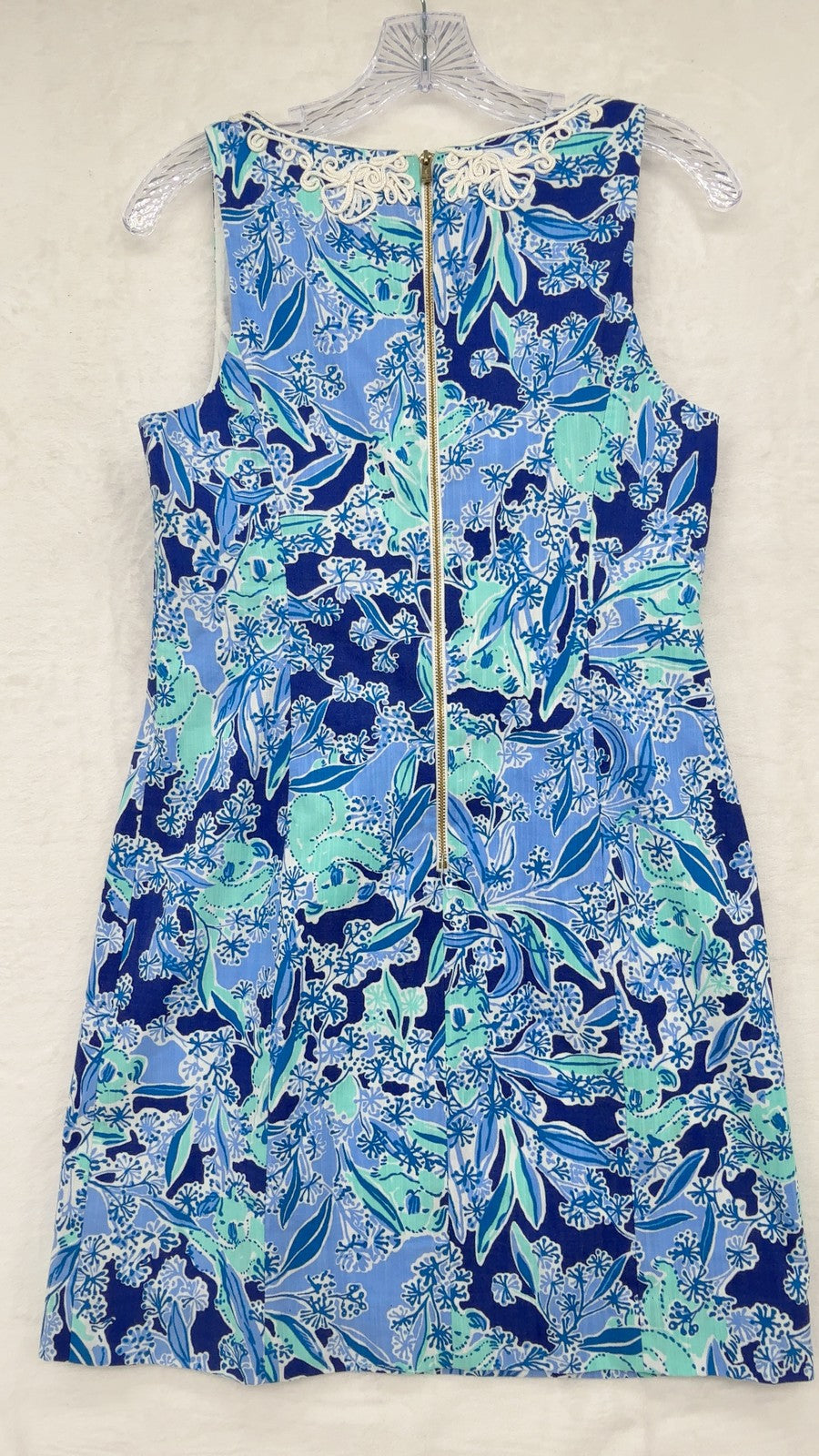 Lilly Pulitzer Gabby Shift Dress 4 Womens Blue Koalafications Print Sleeveless