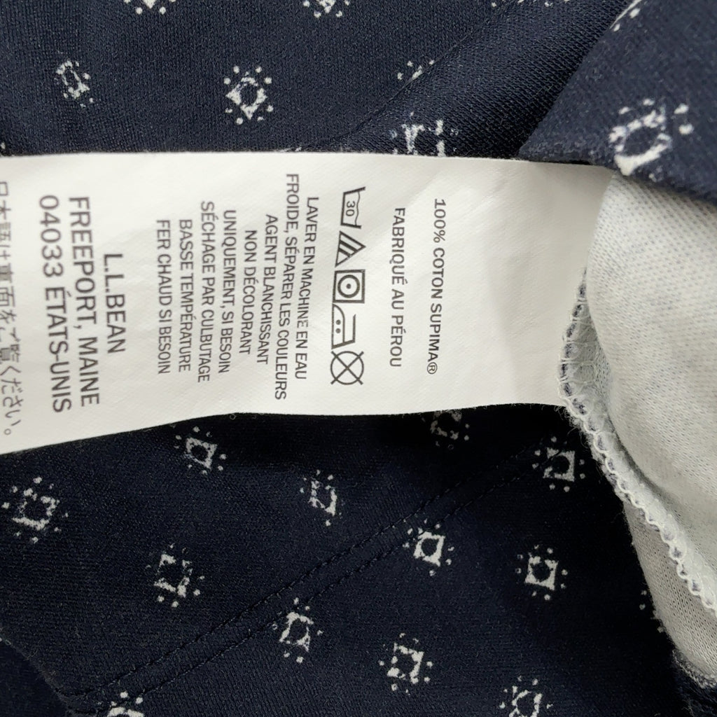 L.L.Bean Split Neck Tunic Top Large Womens Navy Supima Cotton 3/4 Sleeve Knit