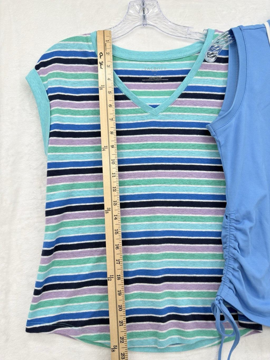 Talbots Tops XS Petite P Linen Tee Sleeveless Polo Blue Striped Lot Womens