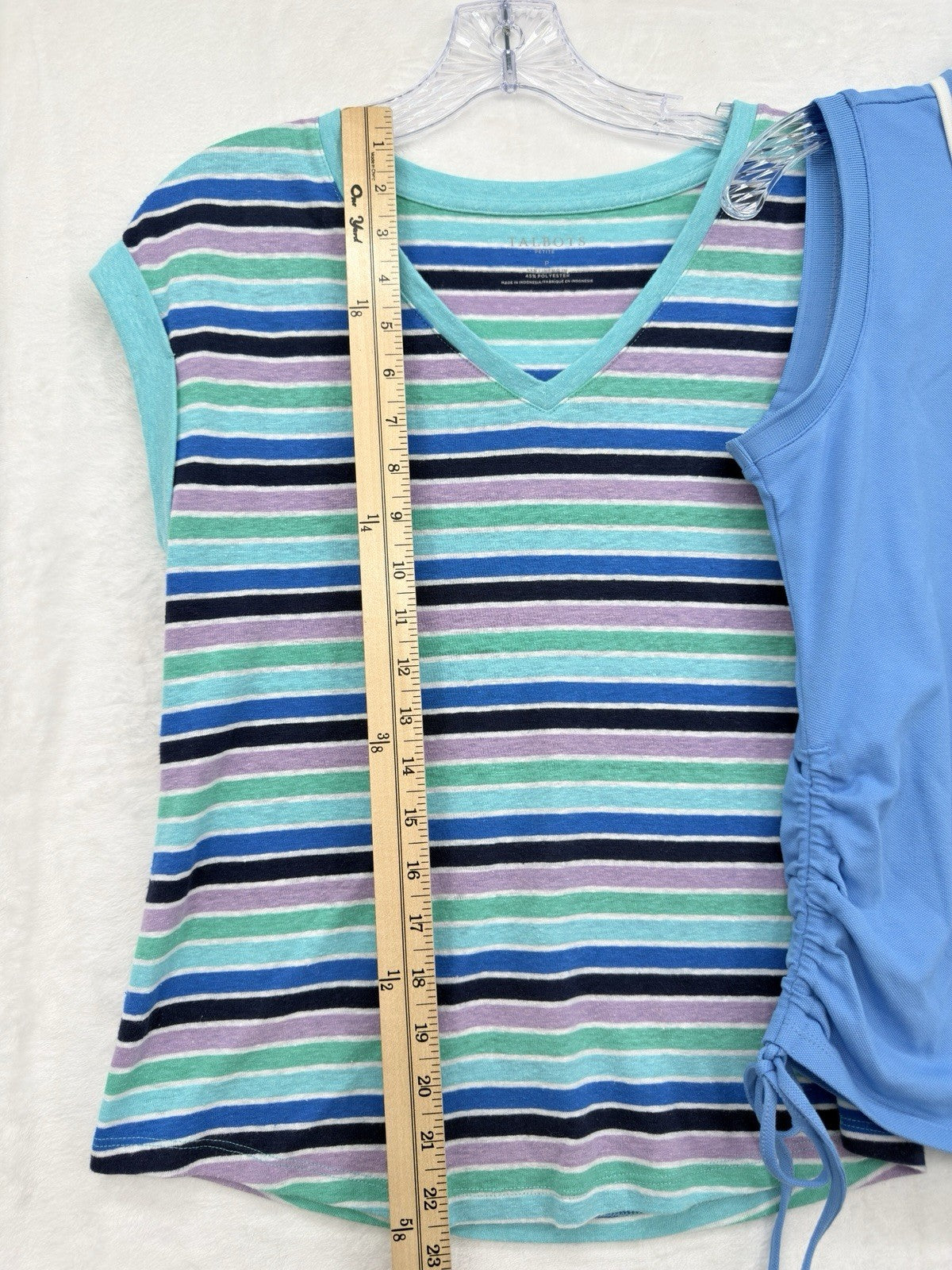 Talbots Tops XS Petite P Linen Tee Sleeveless Polo Blue Striped Lot Womens