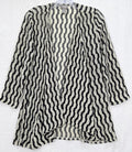 Chicos Travelers Size 1 Cardigan Sweater Medium Open Knit 3/4 Sleeve Womens
