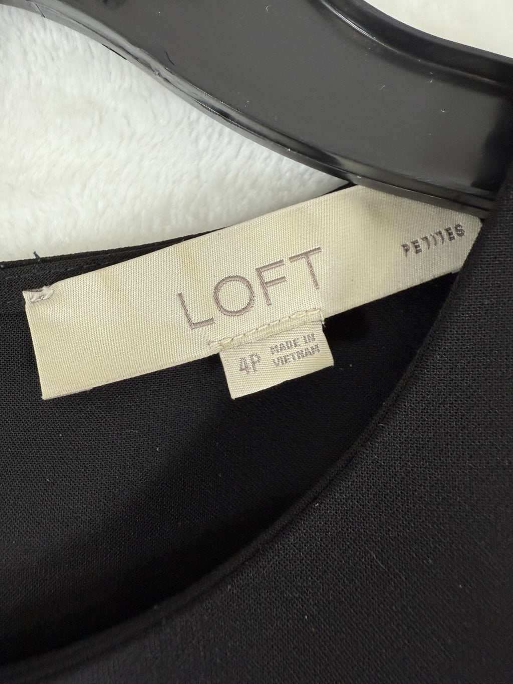 Ann Taylor LOFT Dress 4 Petite S Hi pet Black Ruffle Sleeve A-Line Shift Womens