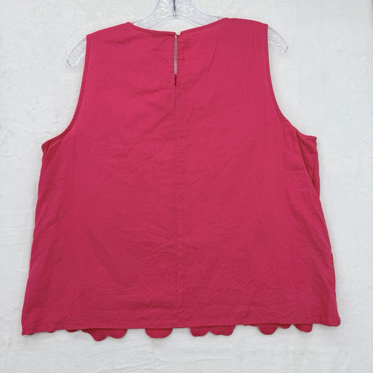J Crew Linen Cotton Top Women Large Pink Sleeveless Embroidered