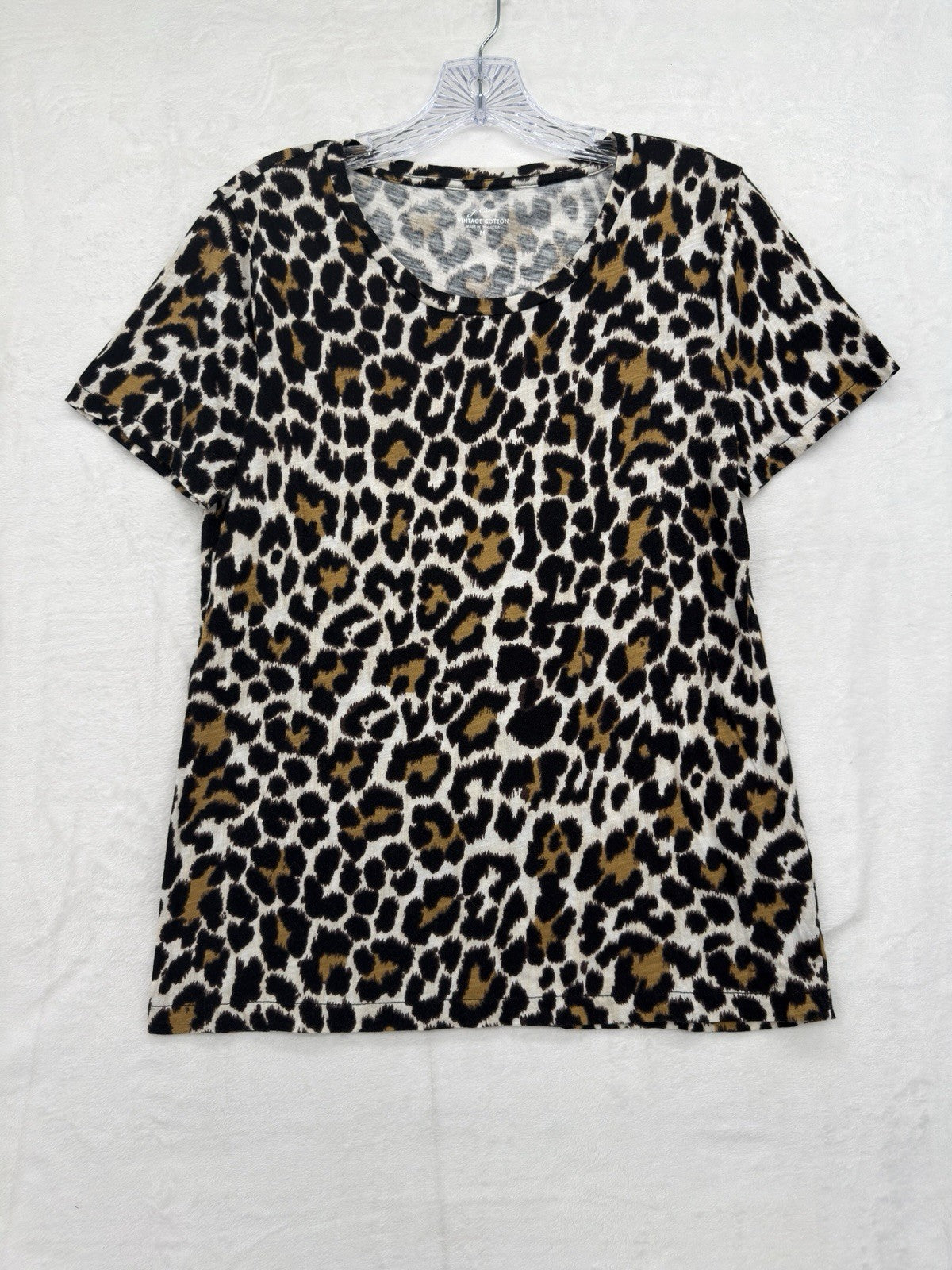 J Crew Top Women Medium Vintage Artist Tee Lot Leopard Print Short Sleeve New