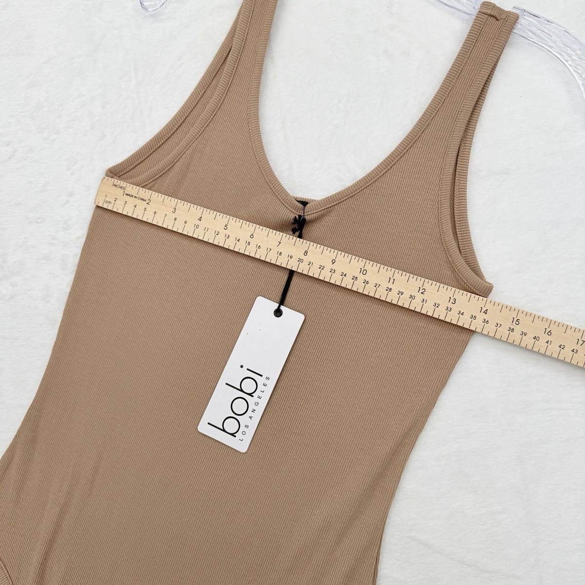 Bobi Los Angeles Bodysuit Medium Beige Ribbed Tank Top Womens New NWT
