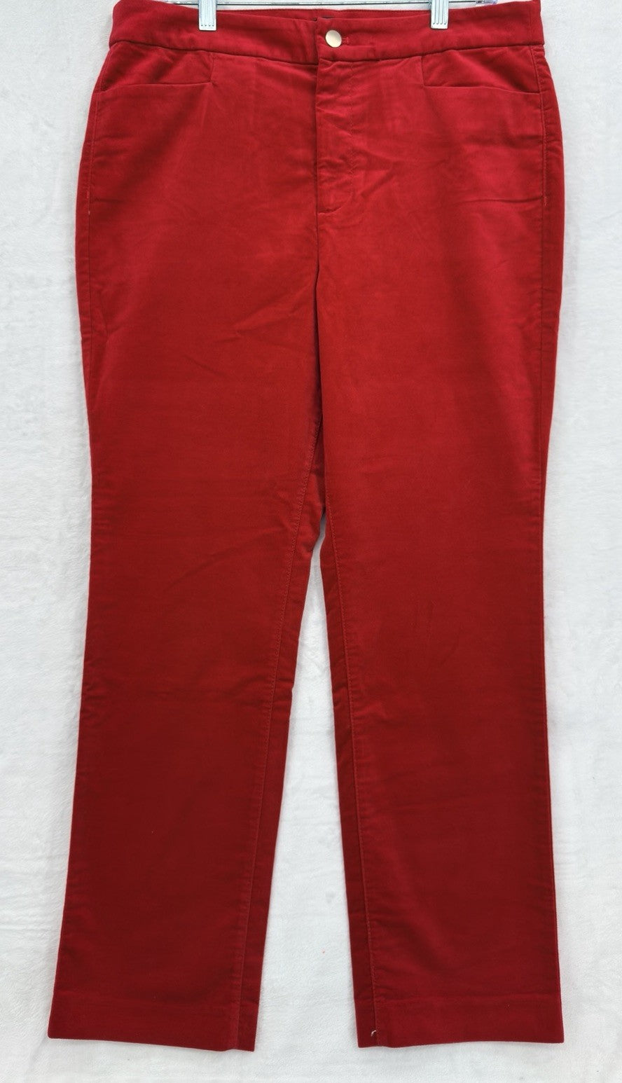 Talbots Straight Leg Velveteen Pants 12 Petite 12P Red 5 Pocket Womens