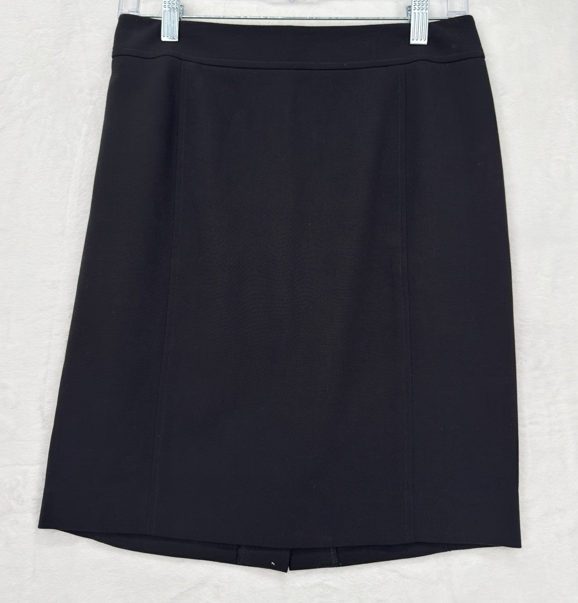 Ann Taylor Loft Ponte Skirt 4 Petite Black Knit Pencil Knee Length Womens 4P