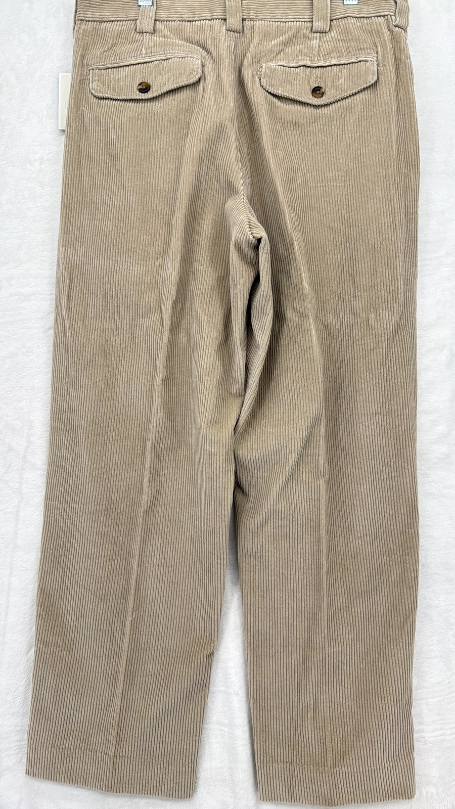 LL Bean Corduroy Pants 32 Mens 32x28 Country Tan Beige Flat Front New NWT