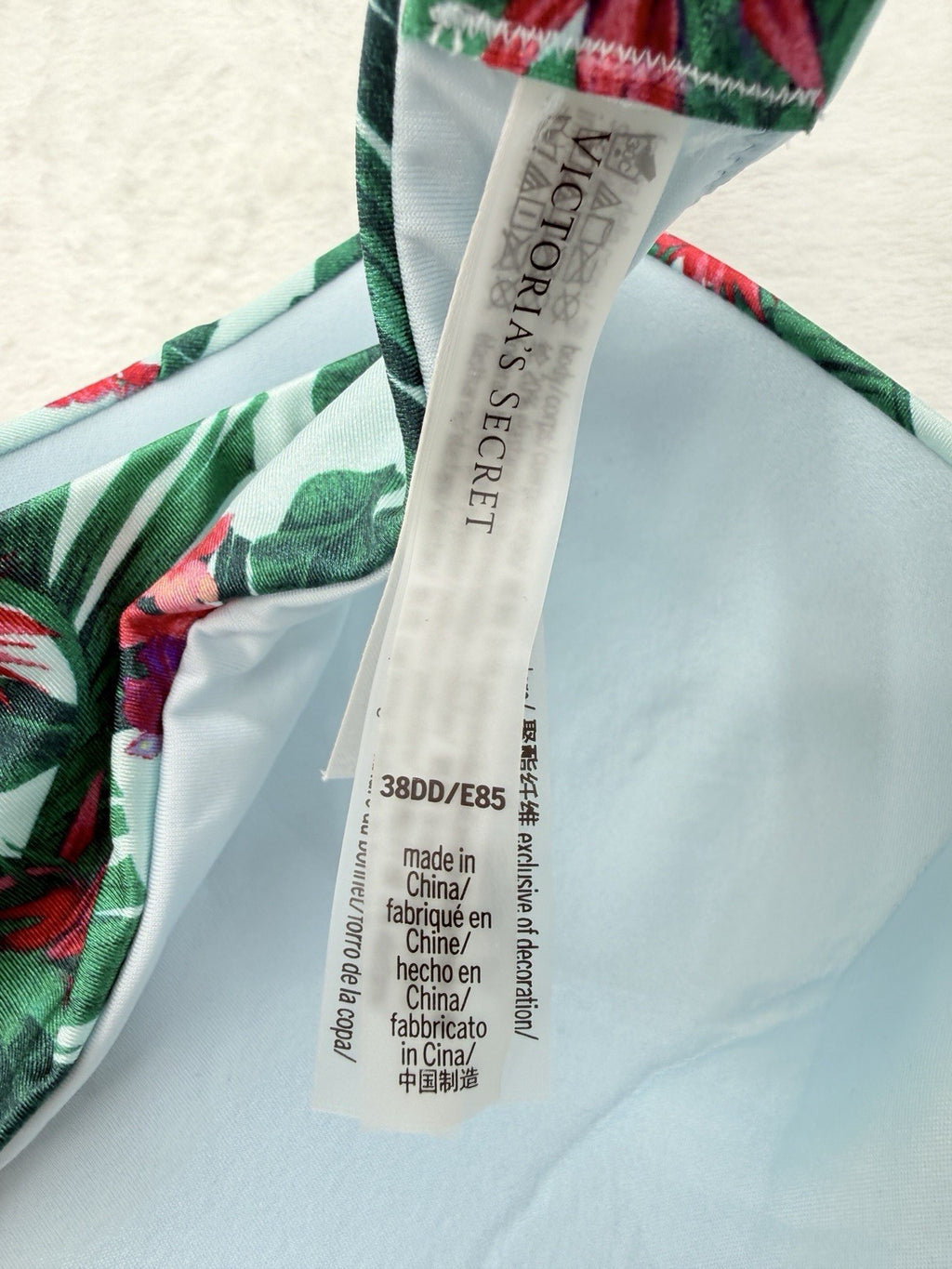 Victoria's Secret Push Up Bikini Top 38DD Underwire Tropical Print Swim Women