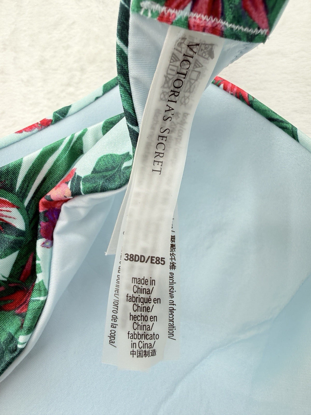 Victoria's Secret Push Up Bikini Top 38DD Underwire Tropical Print Swim Women