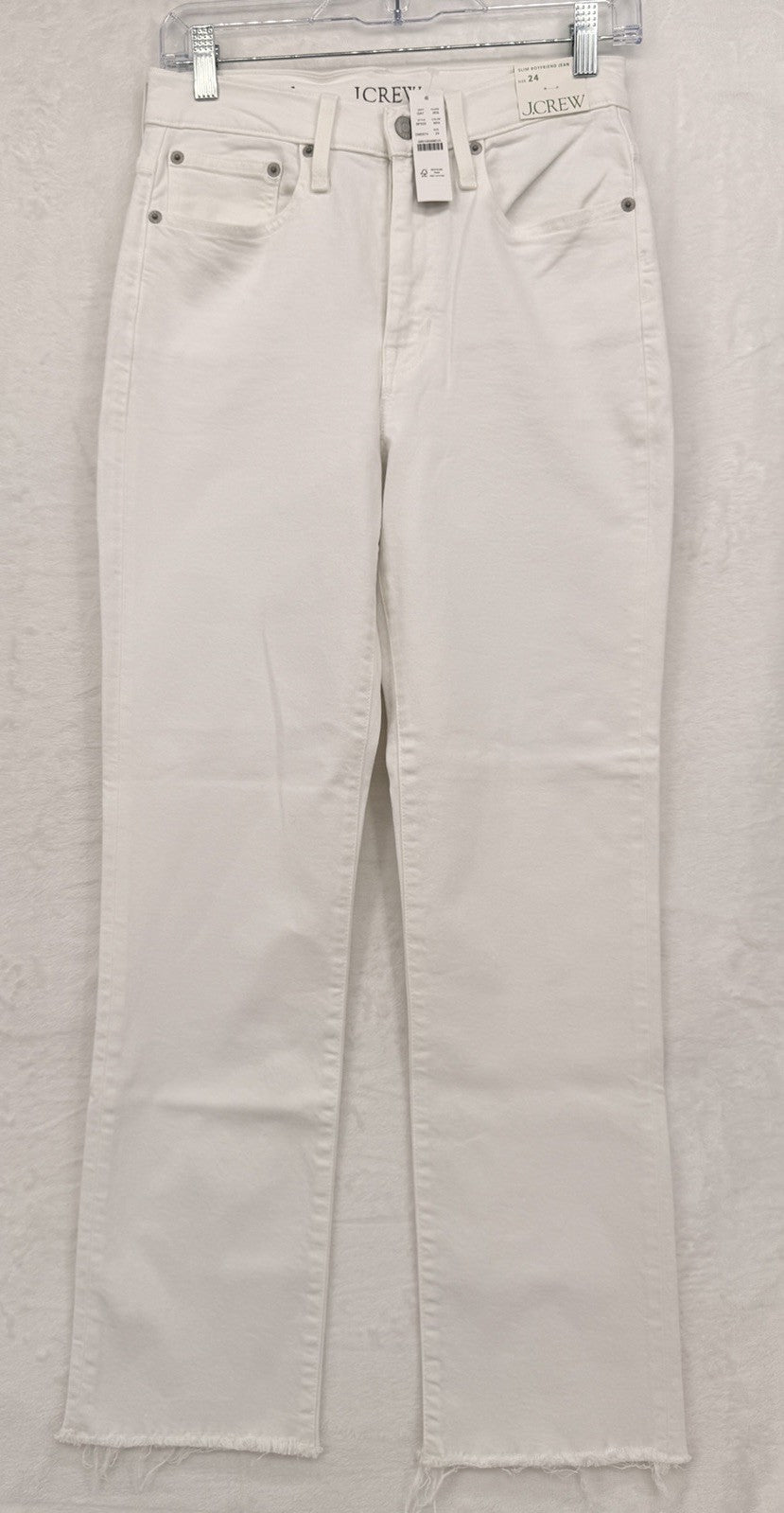 J Crew Slim Boyfriend Jeans 24 White Raw Hem Womens Denim New NWT